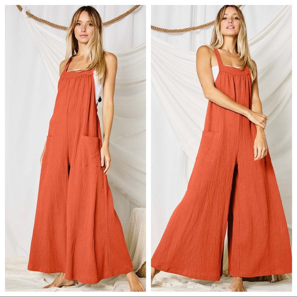 43 ✨Angela Solid Fabulous Wide Leg Jumpsuit - Picture 4 of 5